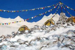 Jelena Martinović, ”Himalaya 1”, akril i tuš na platnu