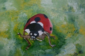 Juraj Jonke, ''Bubamara / Ladybug'', ulje na platnu, 2016.