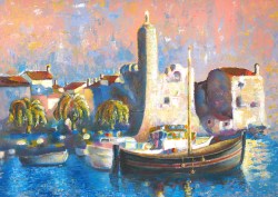 Hrid Matić, ''Komiža'', akril na platnu, 48x62 cm