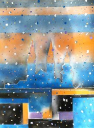 Vedran Bukovina, ''Zagreb u 12.00'', akril na platnu, 70x50 cm