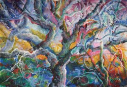 Morana Jugović, ''Drvo života'', akril na ručno rađenom papiru, 110x155 cm