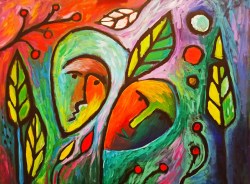 Suzana Gajdek, ''Connected with invisible strings'', akril na platnu, 60x80 cm