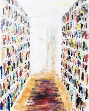 Laura Šarabok, ''Miris spoznaje (u knjižnici)'', akril na platnu, 50x40 cm
