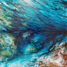 Ana Bušalić, ”Kroz more”, ulje/pleksiglas, 45×45 cm, 2022.