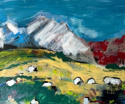 Jelena Martinović, ”Sjećanje na Velebit”, kombinirana tehnika na platnu, 100×120 cm
