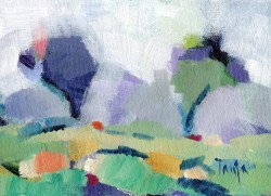 Tatjana Kreštan, ‘’Začudni par’’, ulje, 13x18 cm