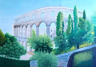 Mladen Sekulić, ''Pulska arena'', akril na platnu, 60x80 cm