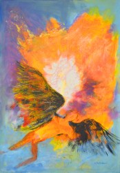 Antonija Cesarec, ''Ikarov pad'', akril na platnu, 100x70 cm
