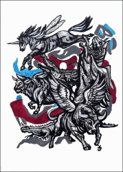 Vanda Jurković, ''Hibridi'', akrilik na papiru, 70x50 cm