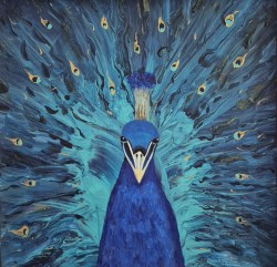 Tamara Perušić, ''Paun'', akril na MDF-u, 50x50 cm