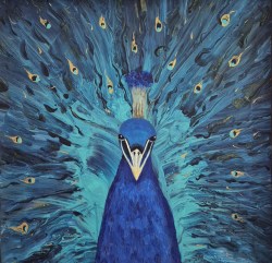 Tamara Perušić, ''Paun'', akril na MDF-u, 50x50 cm