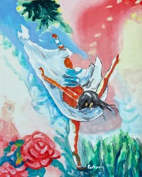 Stjepan Perković, ''Skupljam'', akril na papiru, 41x31 cm